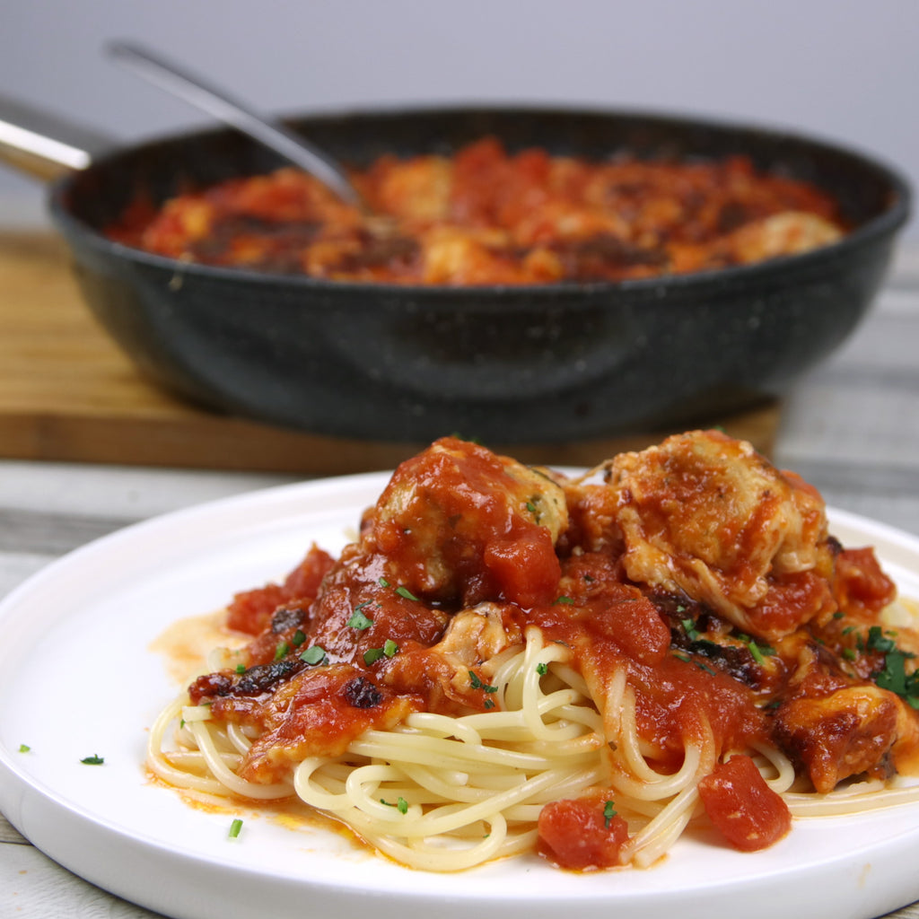 Skillet Chicken Parm Meatballs