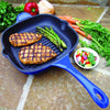 Square Cast Iron Grill Pan, 9.8 inch Blue