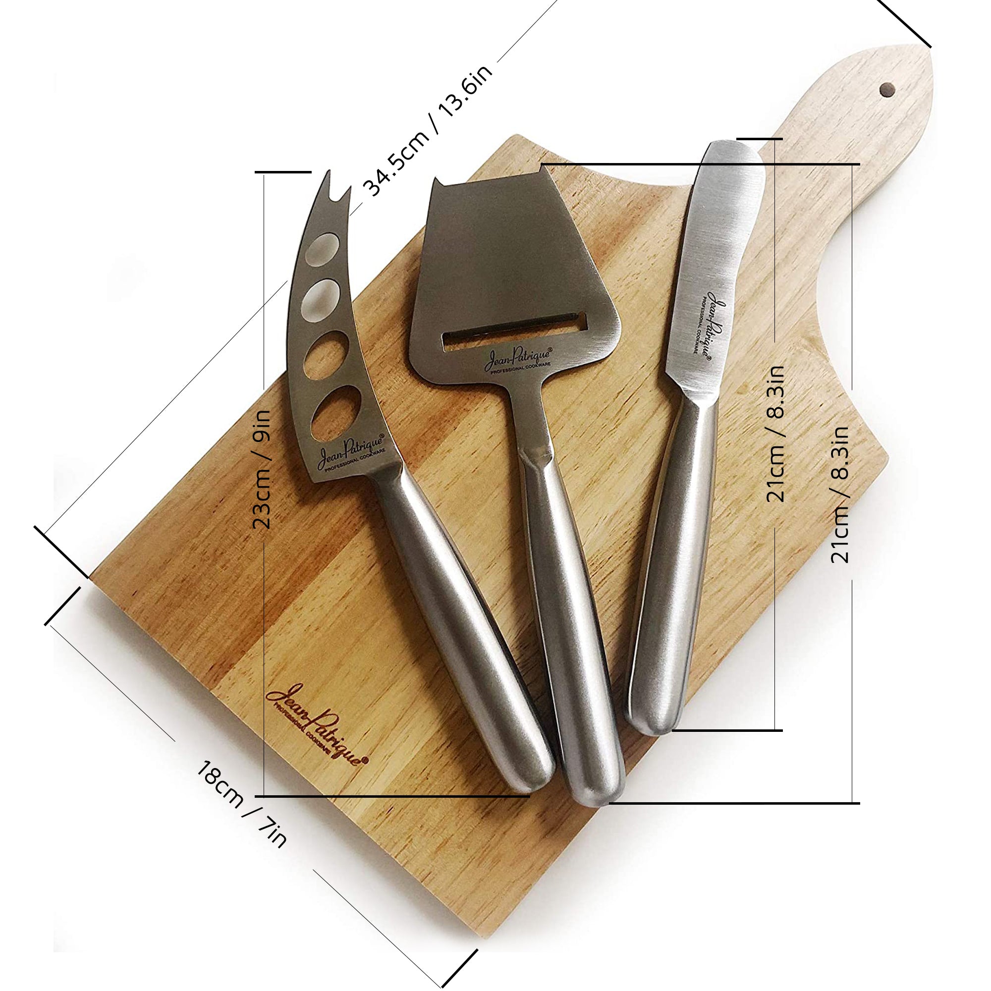 3-Piece Cheese Knife Set with Traditional Cheese Board