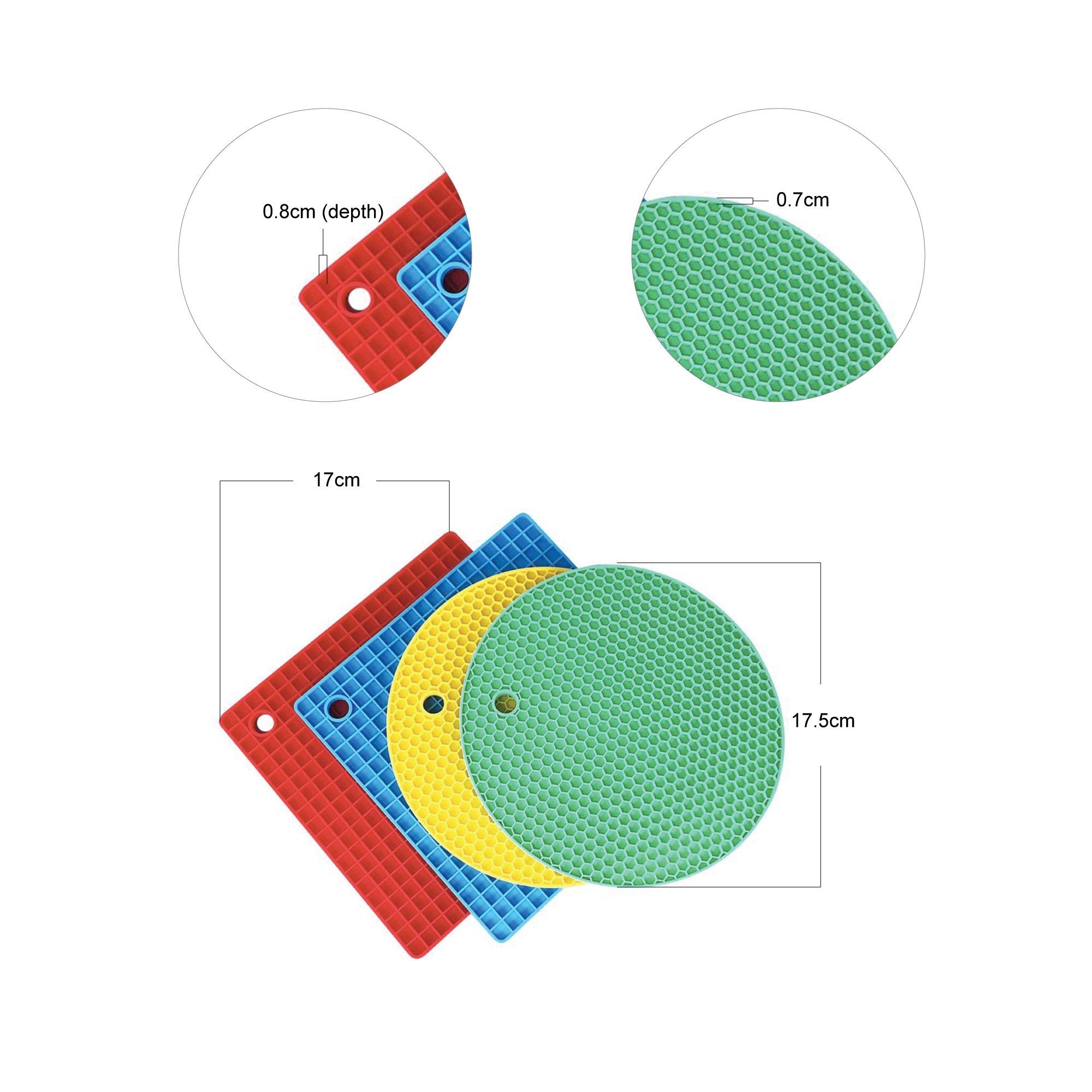 Silicone Heat Resistant Trivet Mats - Set of 4