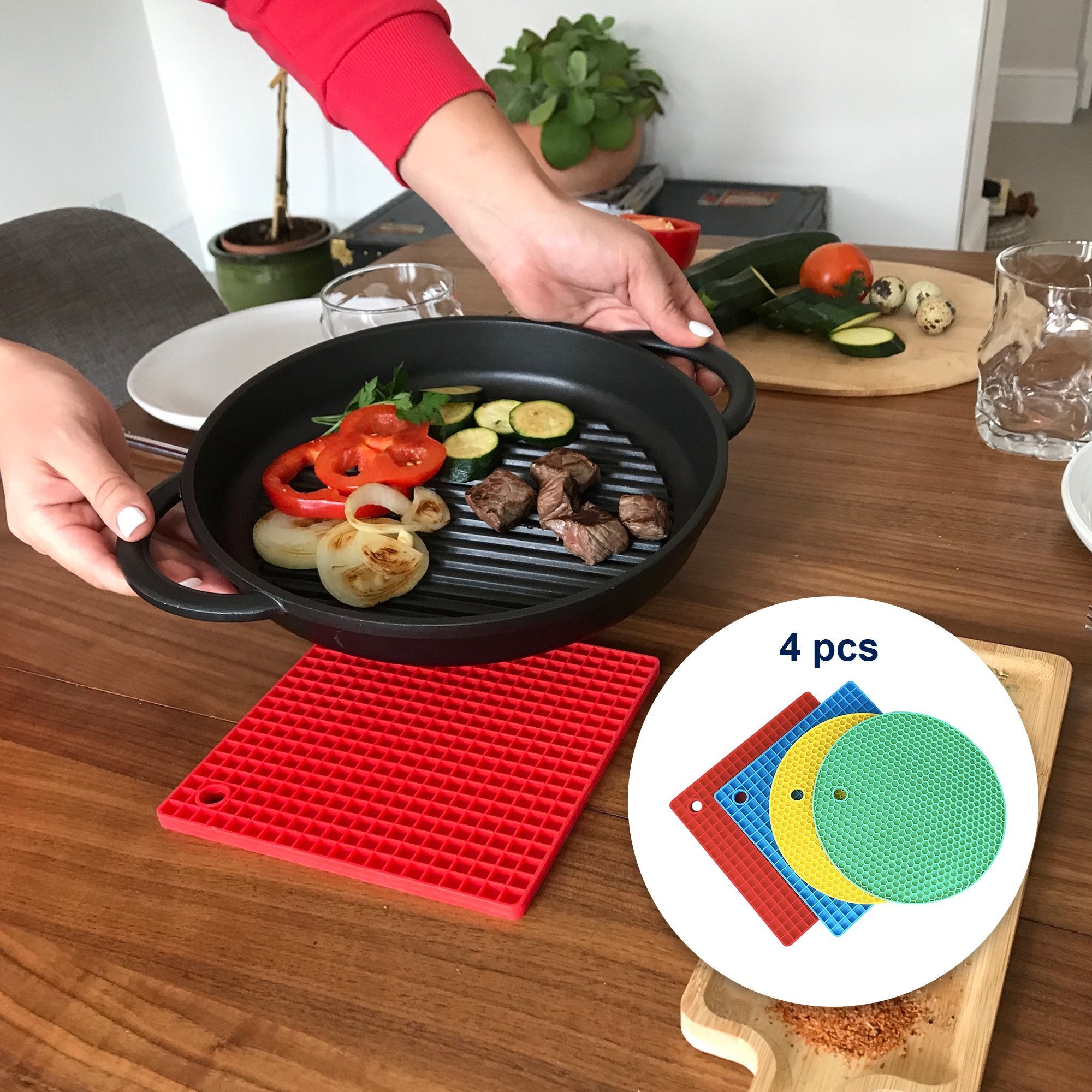 Silicone Heat Resistant Trivet Mats - Set of 4