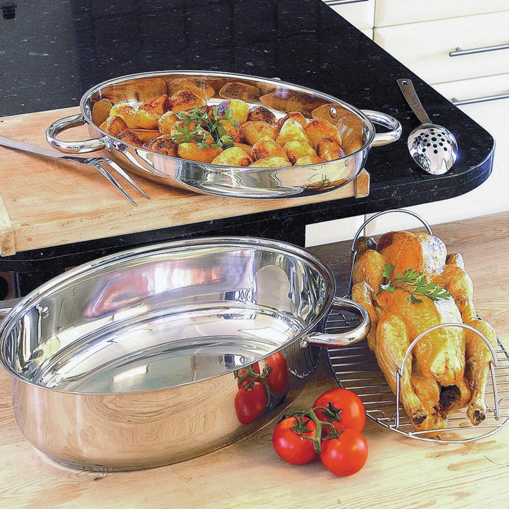 Double Oval Roaster/Steamer/Fish Kettle, 16 1/2 Inch