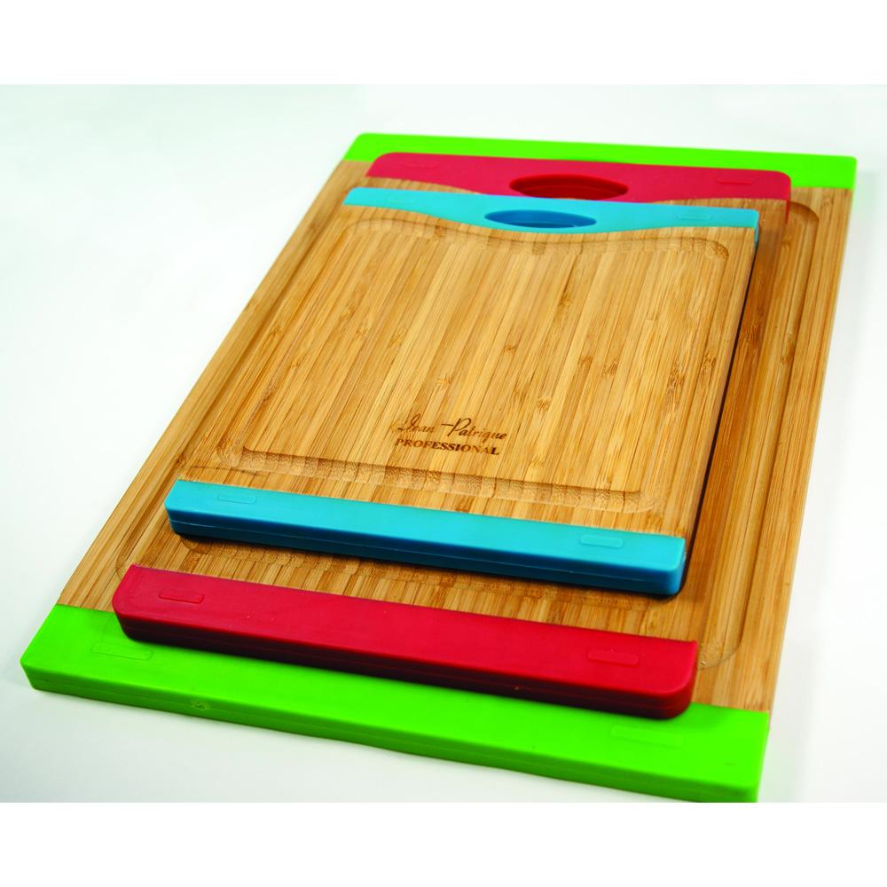 Bamboo Chopping Boards with Silicone Ends - Medium (Red)