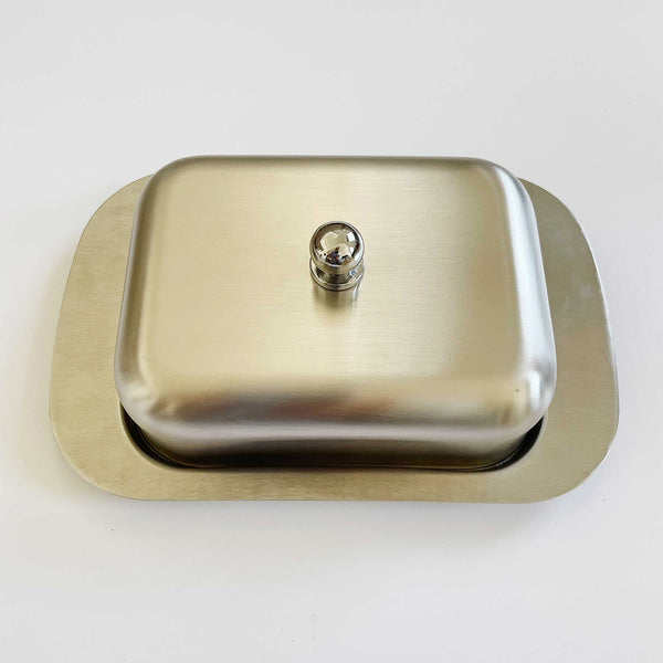 Vintage stainless steel butter dish with lid sale