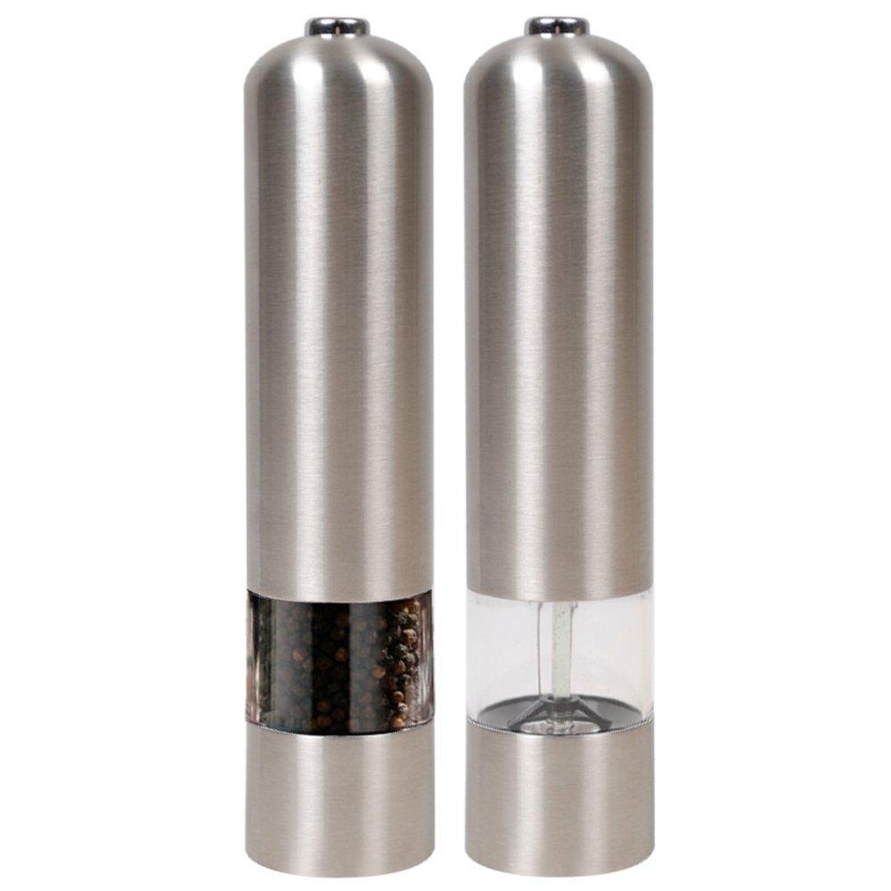 Jean Patrique One-Touch Stainless Steel Electronic Salt and Pepper Mill Set