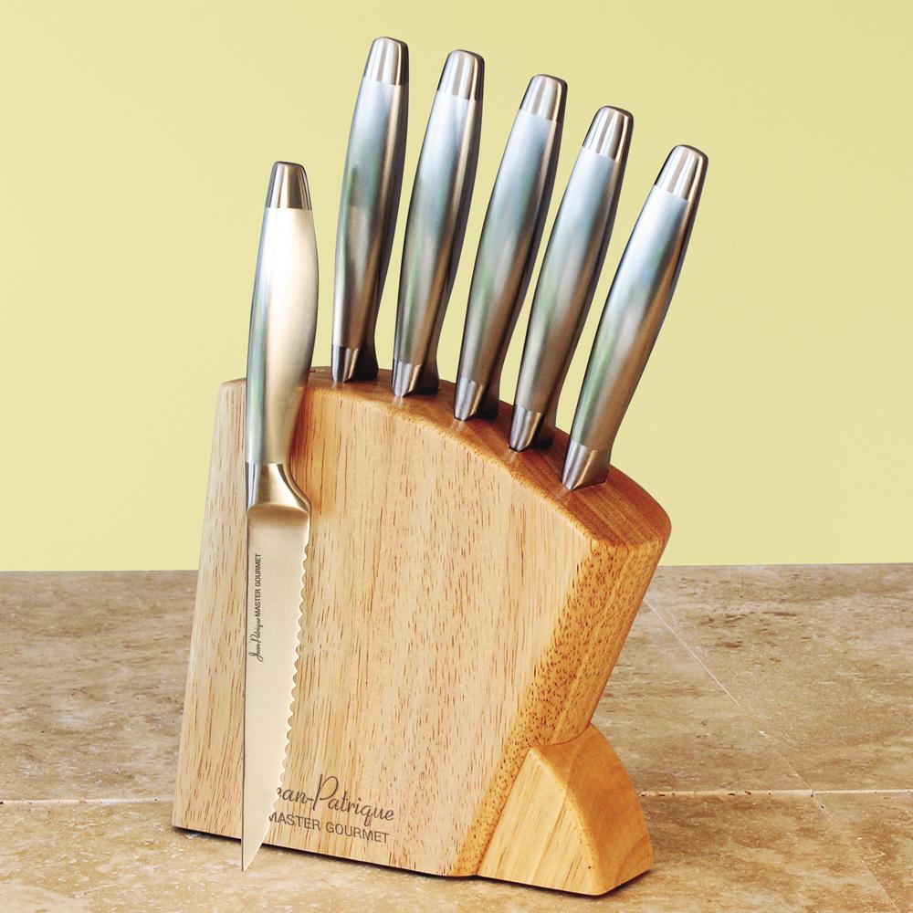 Jean Patrique Midas Collection 5 Piece Knife Set with Block in Gold, Stainless Steel