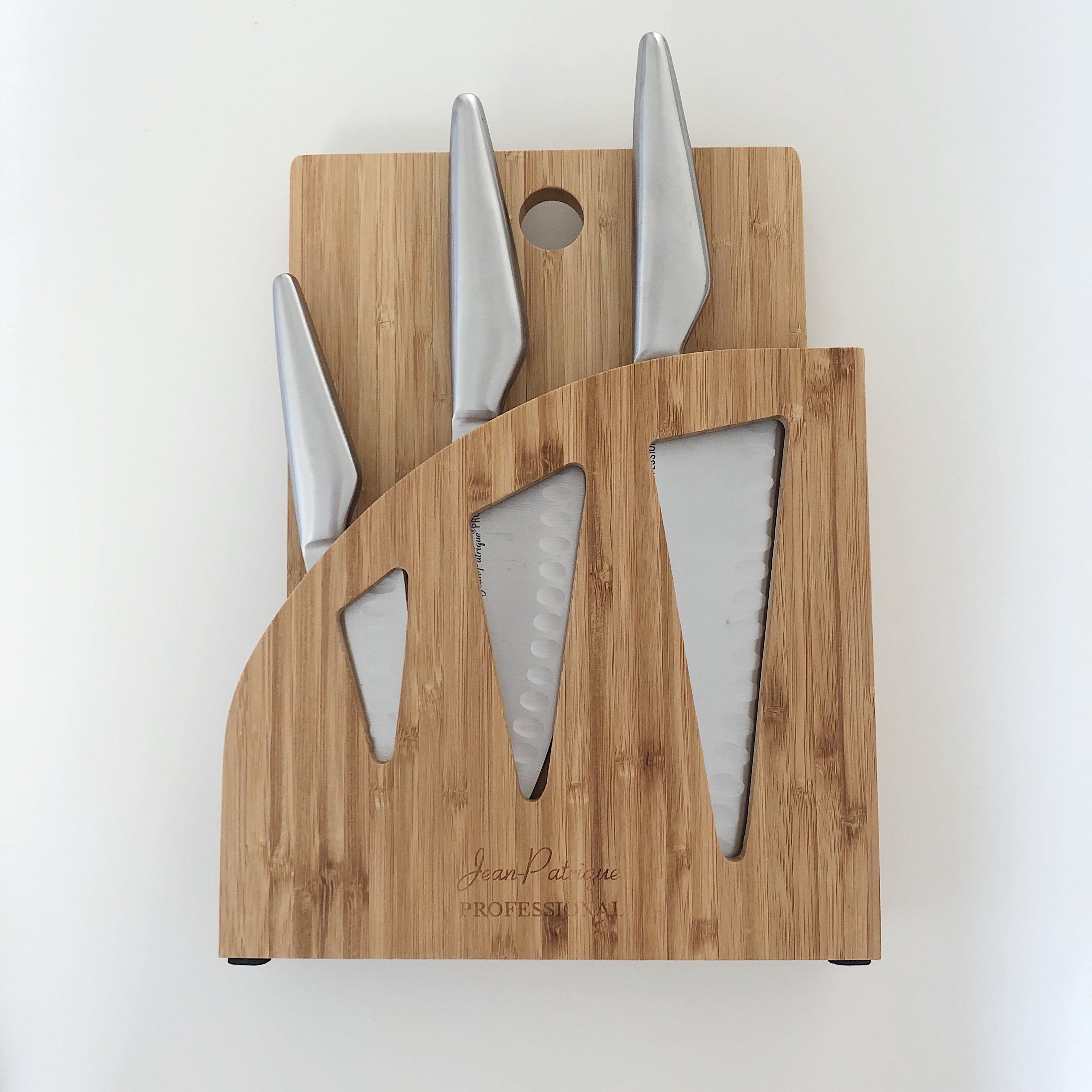 Bamboo Knife Block with Chopping Board - for the Chopaholic Oriental 3 Piece Knife Set
