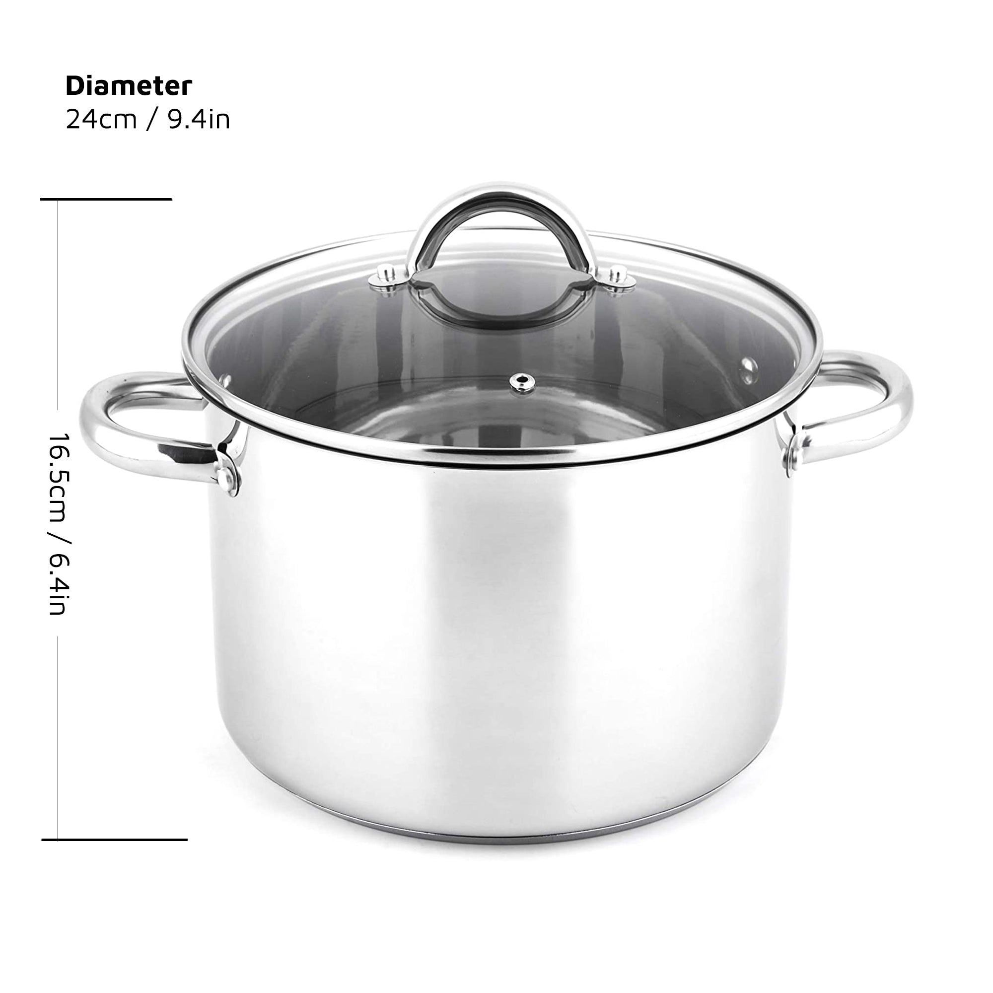 9 2/5 Inch Stainless Steel Stockpot & Lid