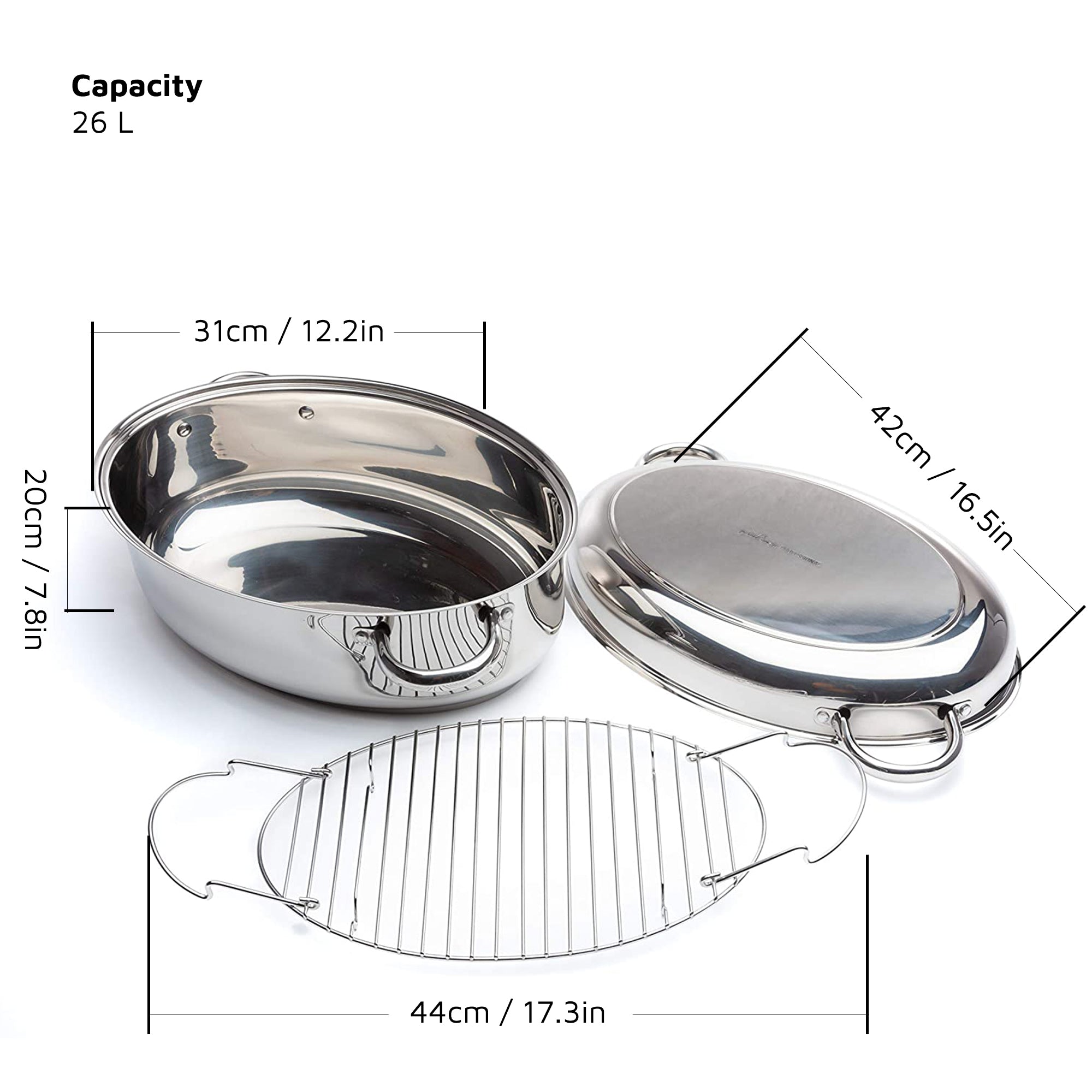 Double Oval Roaster/Steamer/Fish Kettle, 16 1/2 Inch