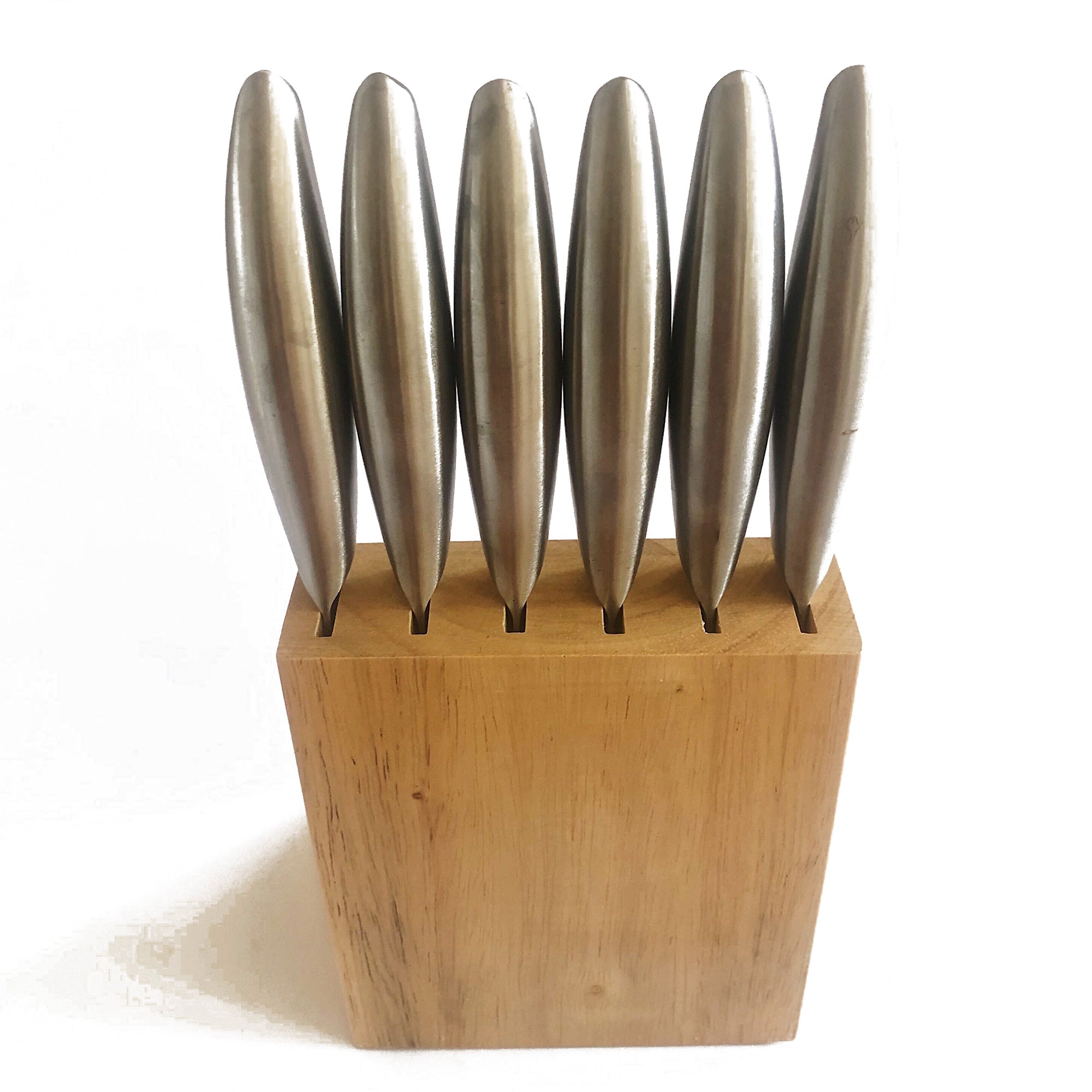 6-Piece Stainless Steel Steak Knife Set with Wooden Block