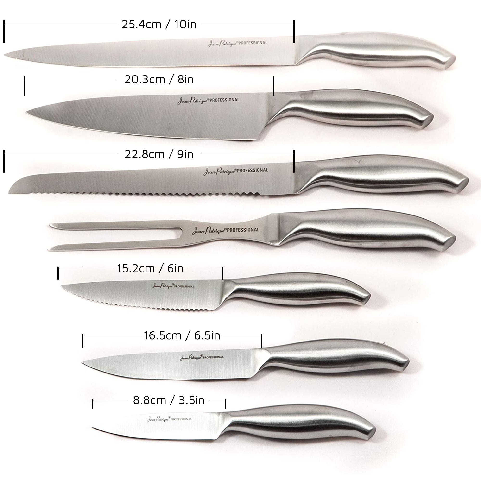 Jean-Patrique 6-Piece Stainless Steel Steak Knife Sets - with Block