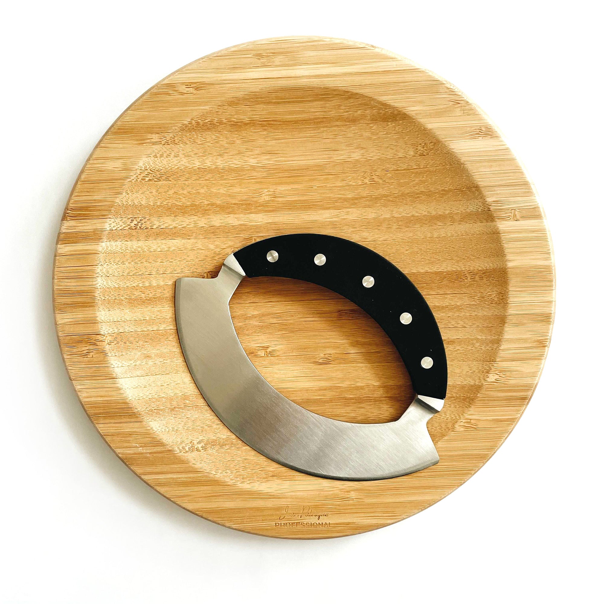 Single Handled Mezzaluna and Bamboo Board