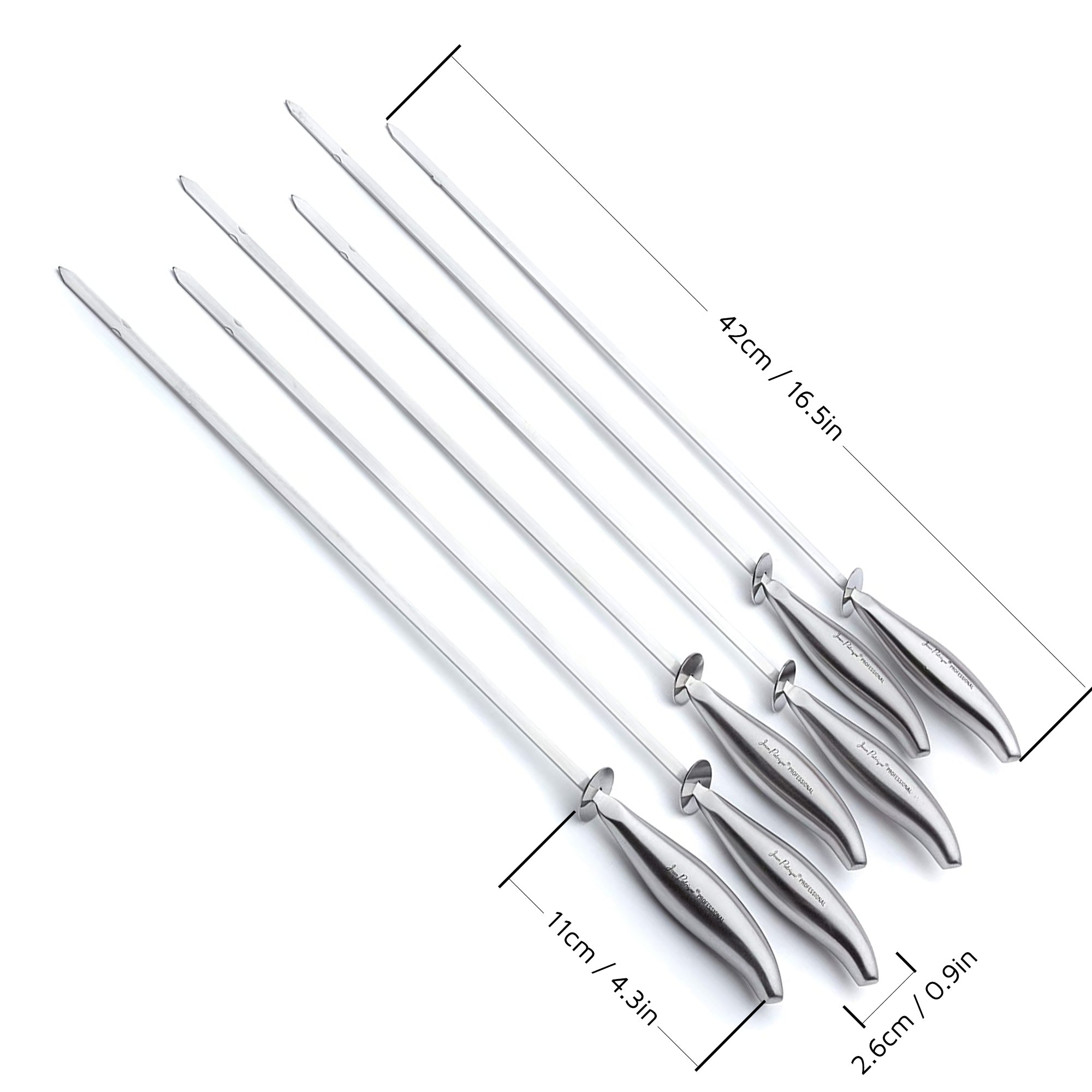 Professional Chef's Stainless Steel BBQ Skewers - Set of 6