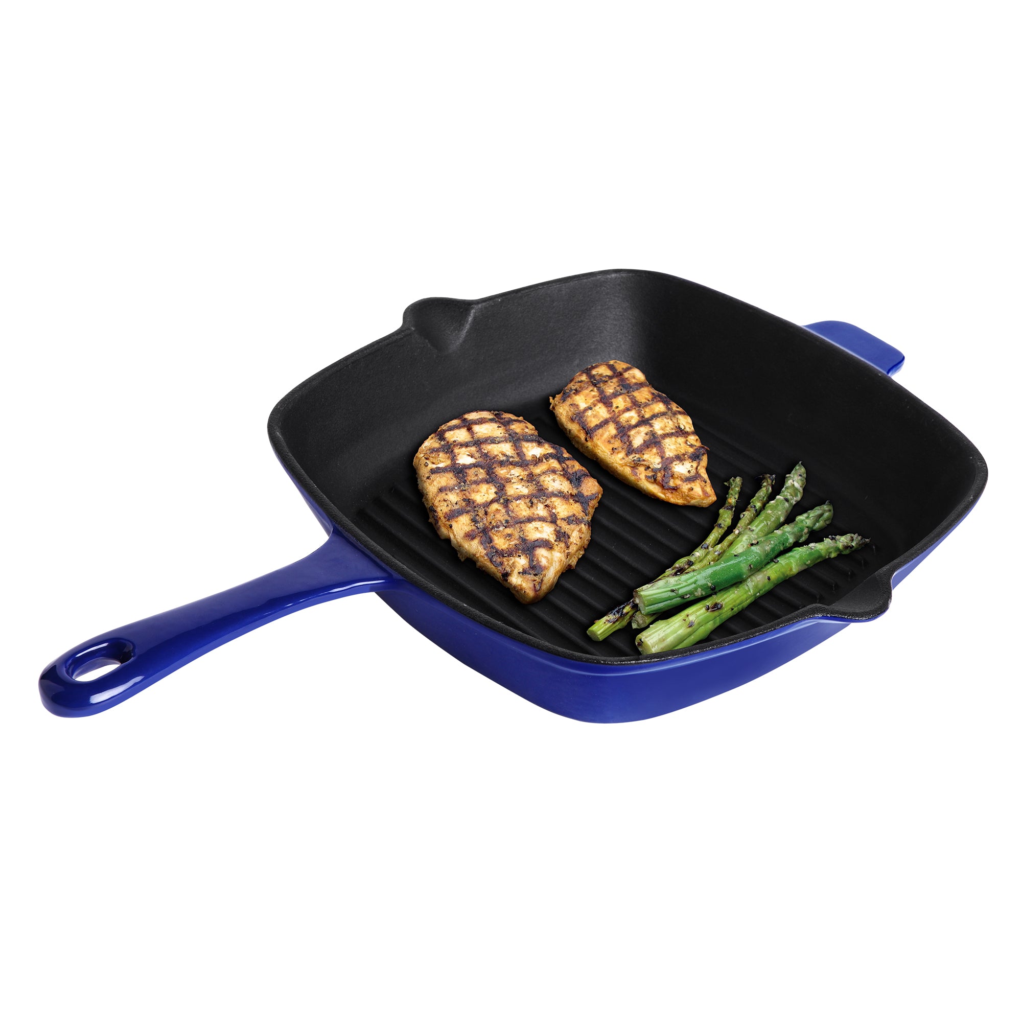 Square Cast Iron Grill Pan, 9.8 inch Blue
