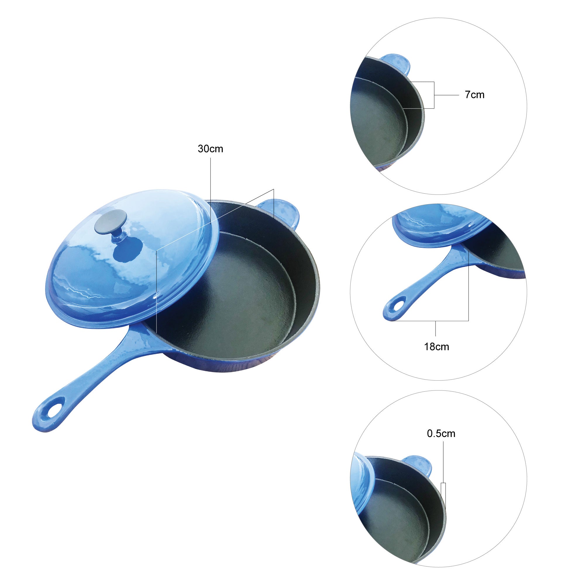 30cm Professional Cast Iron Deep Sauté Pan