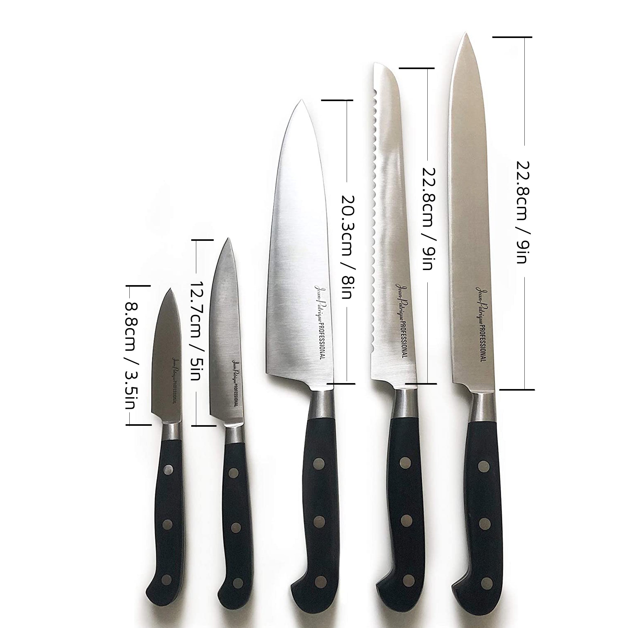 5-Piece Black Handled Knife Set