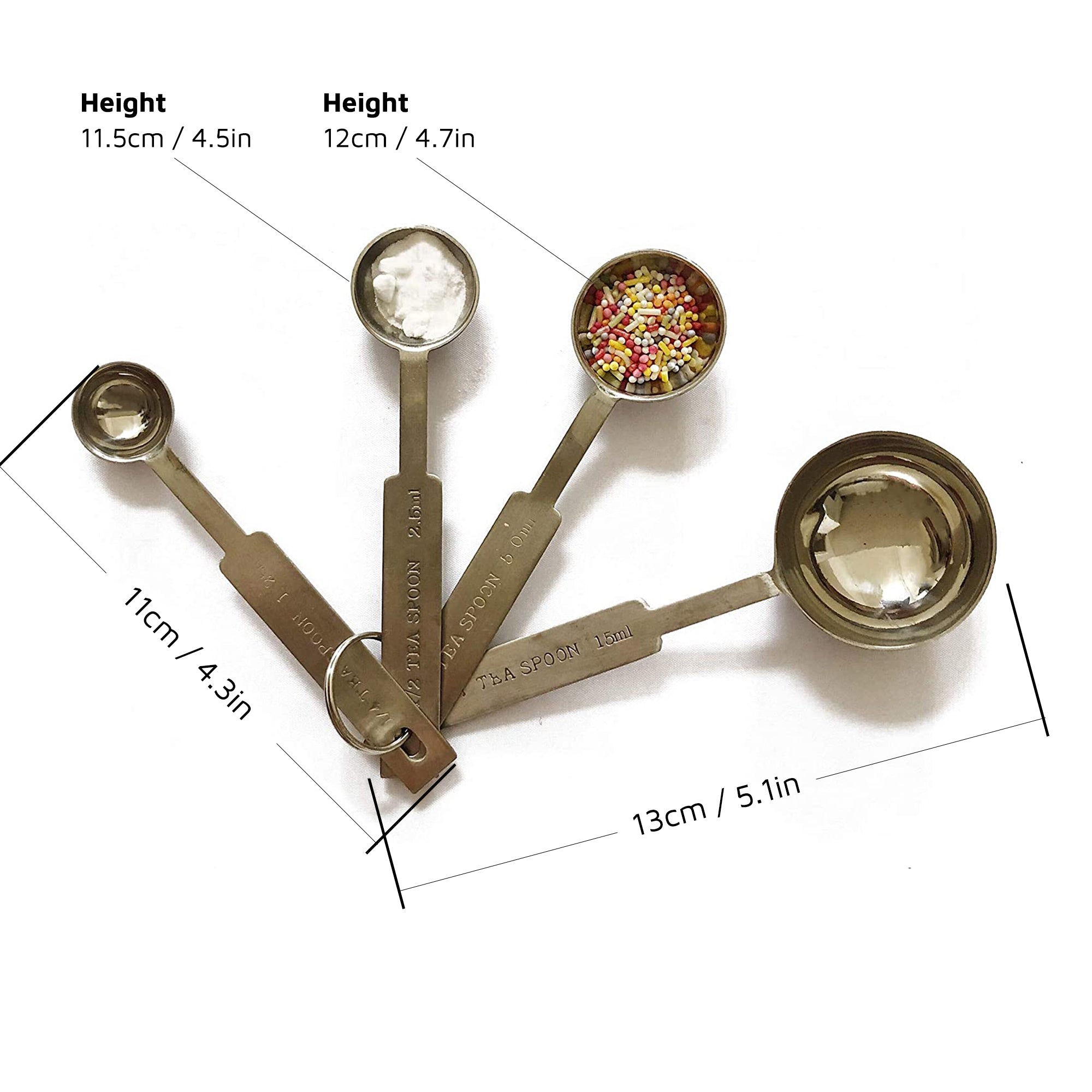 White & Gold Measuring Spoons Set, Stainless Steel Measuring