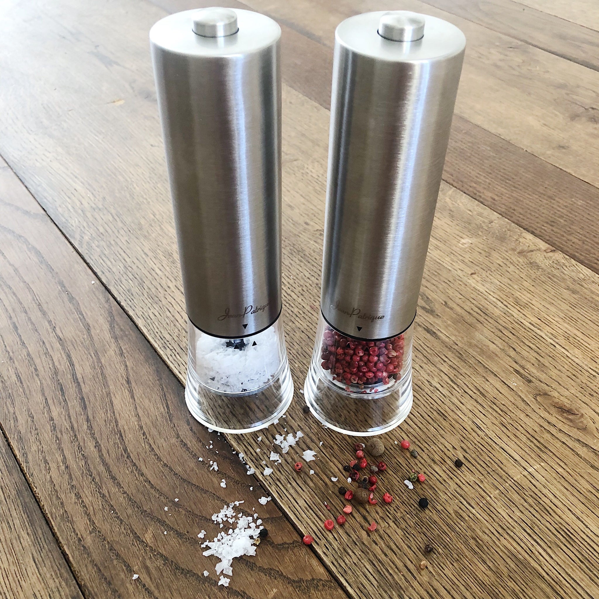 Aptoco Flathead Electric Salt and Pepper Grinder, Salt & Pepper Mill Set  with Adjustable Coarseness