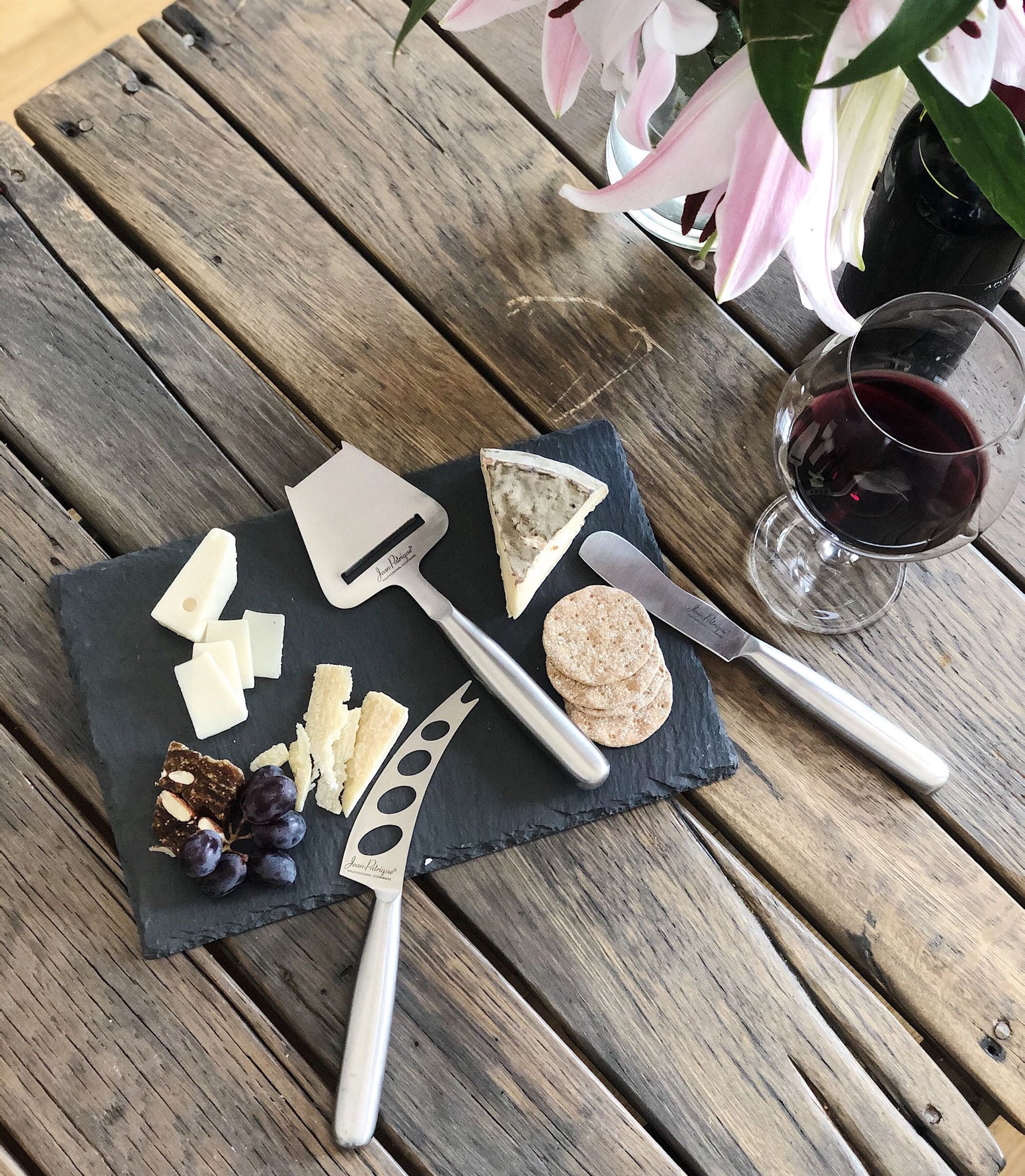 Jean-Patrique Tuscany Slate Serving Board & 3 Piece Cheese Knife Set