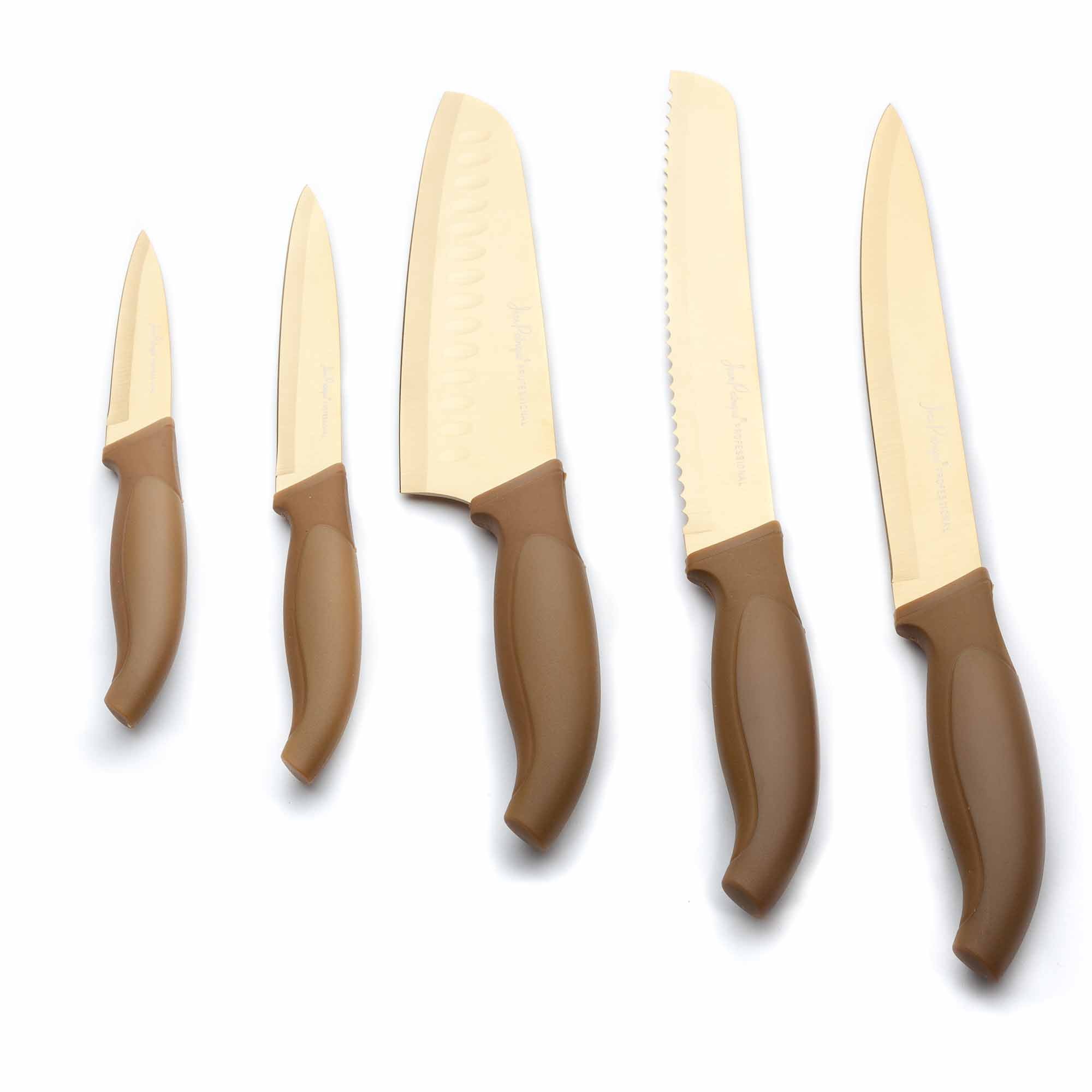 5-Piece Titanium Knife Set - Gold Blades/ Handles