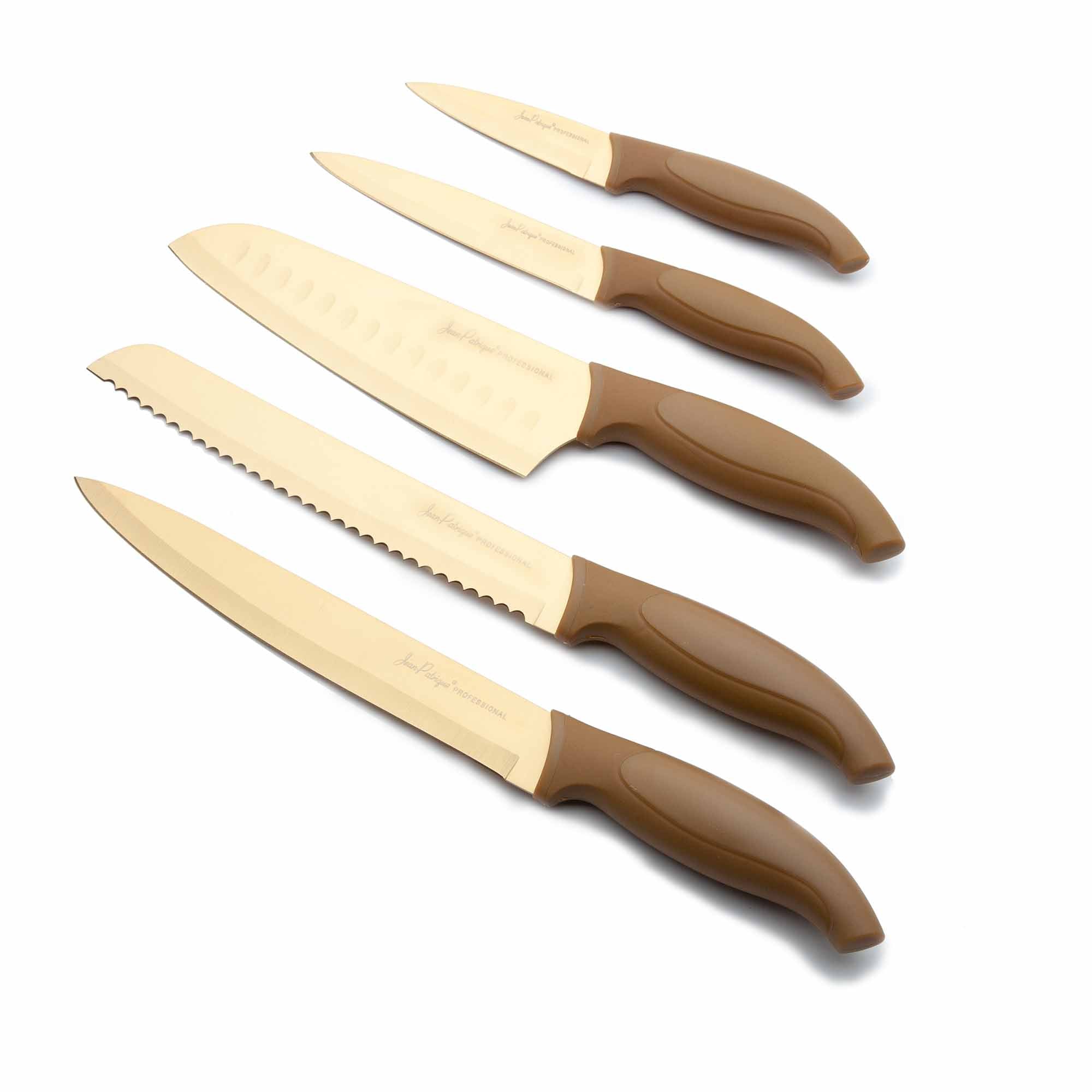 5-Piece Titanium Knife Set - Gold Blades/ Handles