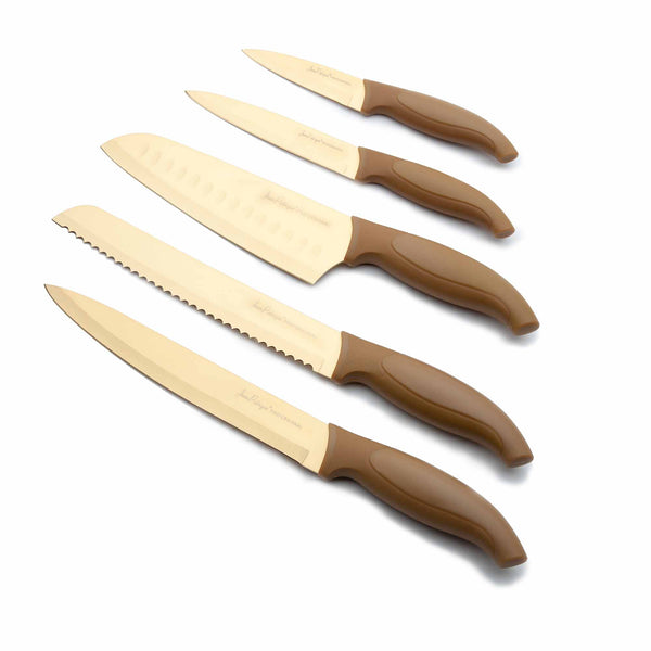 5-Piece Titanium Knife Set - Gold Blades/ Handles – Jean Patrique