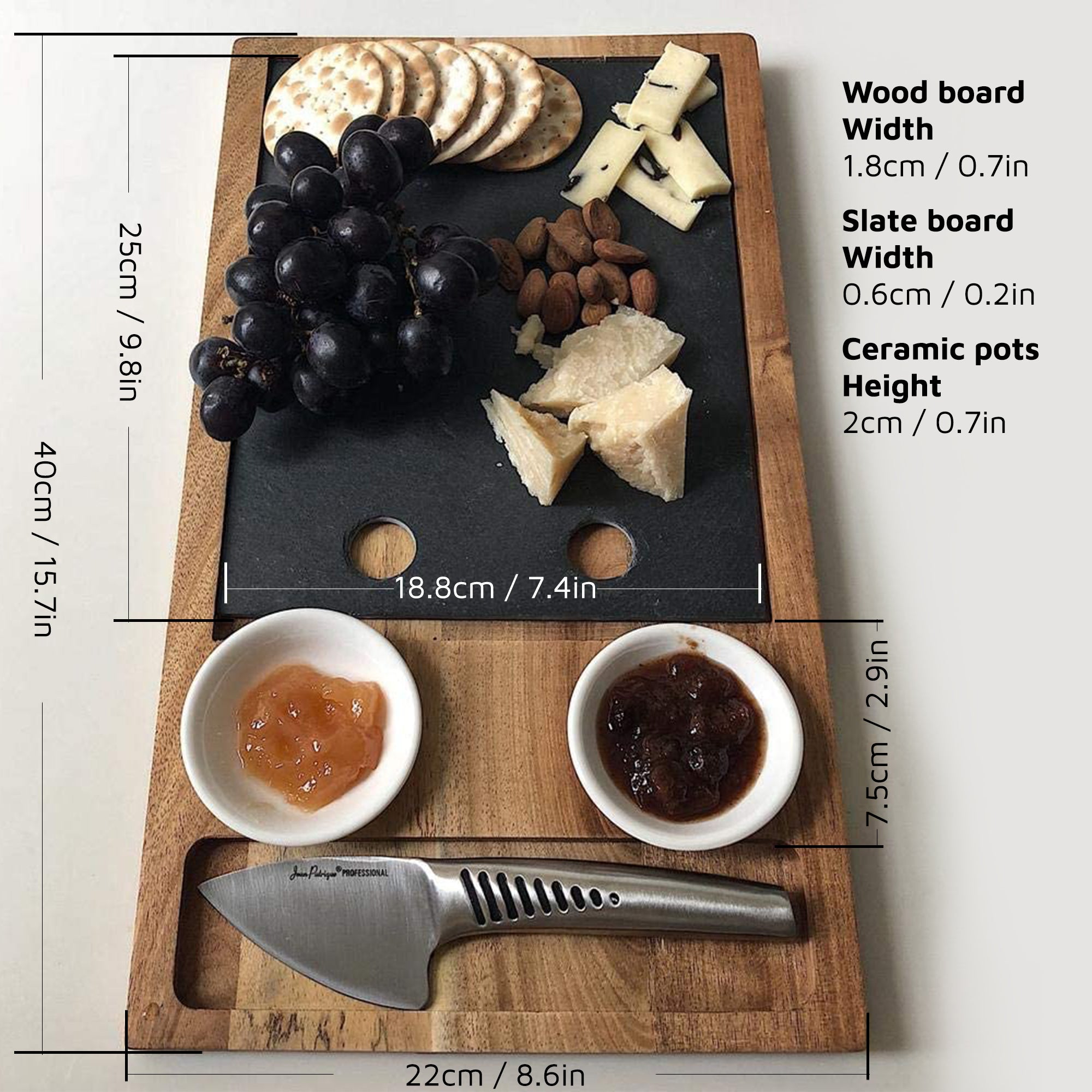 Insignia Acacia & Slate Serving Board w/ Cheese Tools