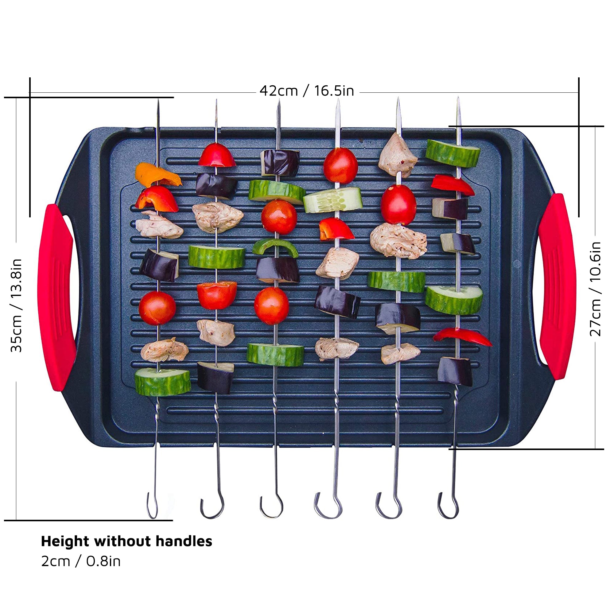 The Griddle Me This Cast Aluminium Griddle Plate & 6 Stainless Steel Skewers
