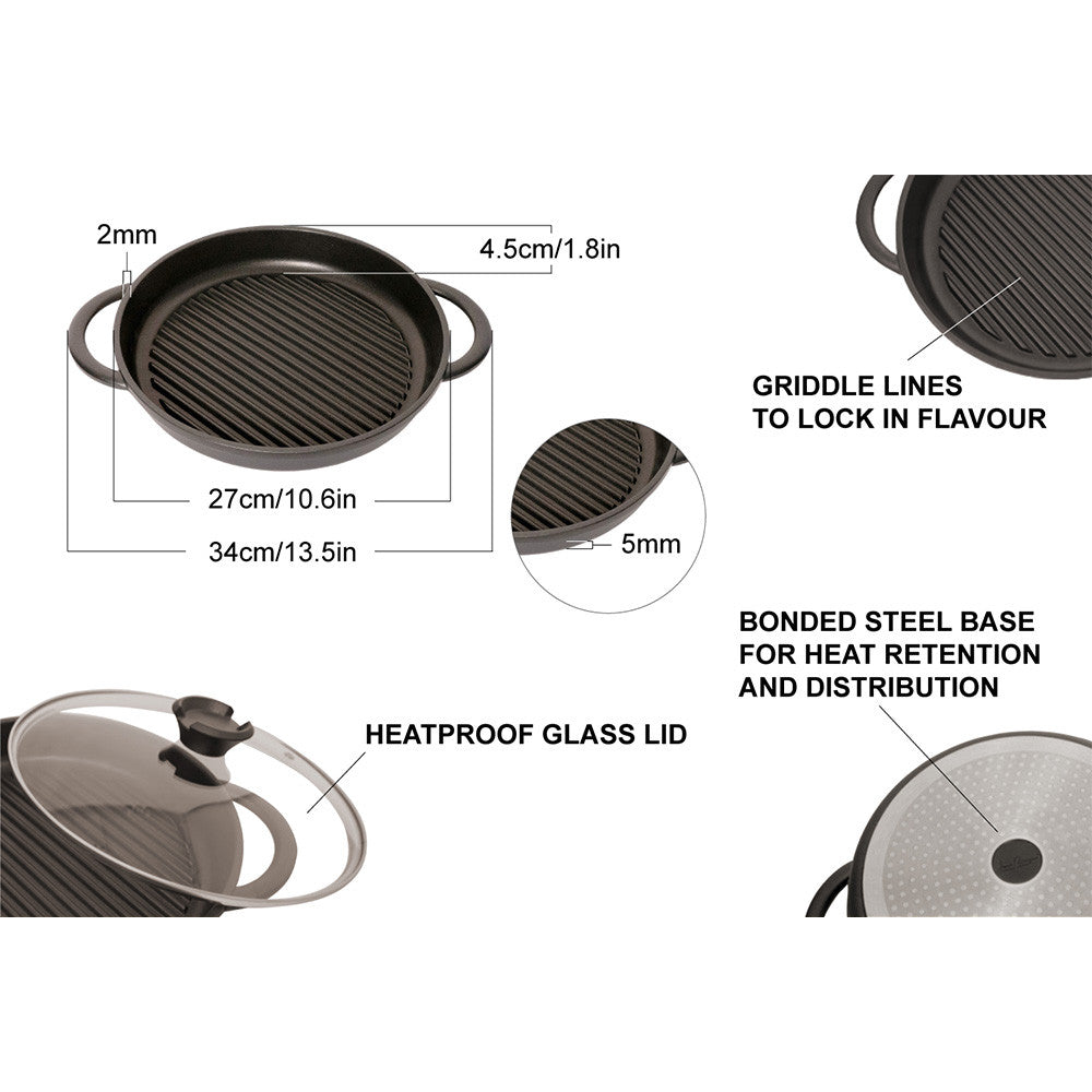  The Whatever Pan Cast Aluminum Griddle Pan for Stove Top -  Lighter than Cast Iron Skillet Pancake Griddle with Lid - Nonstick Stove  Top Grill 10.6 Diameter by Jean Patrique 
