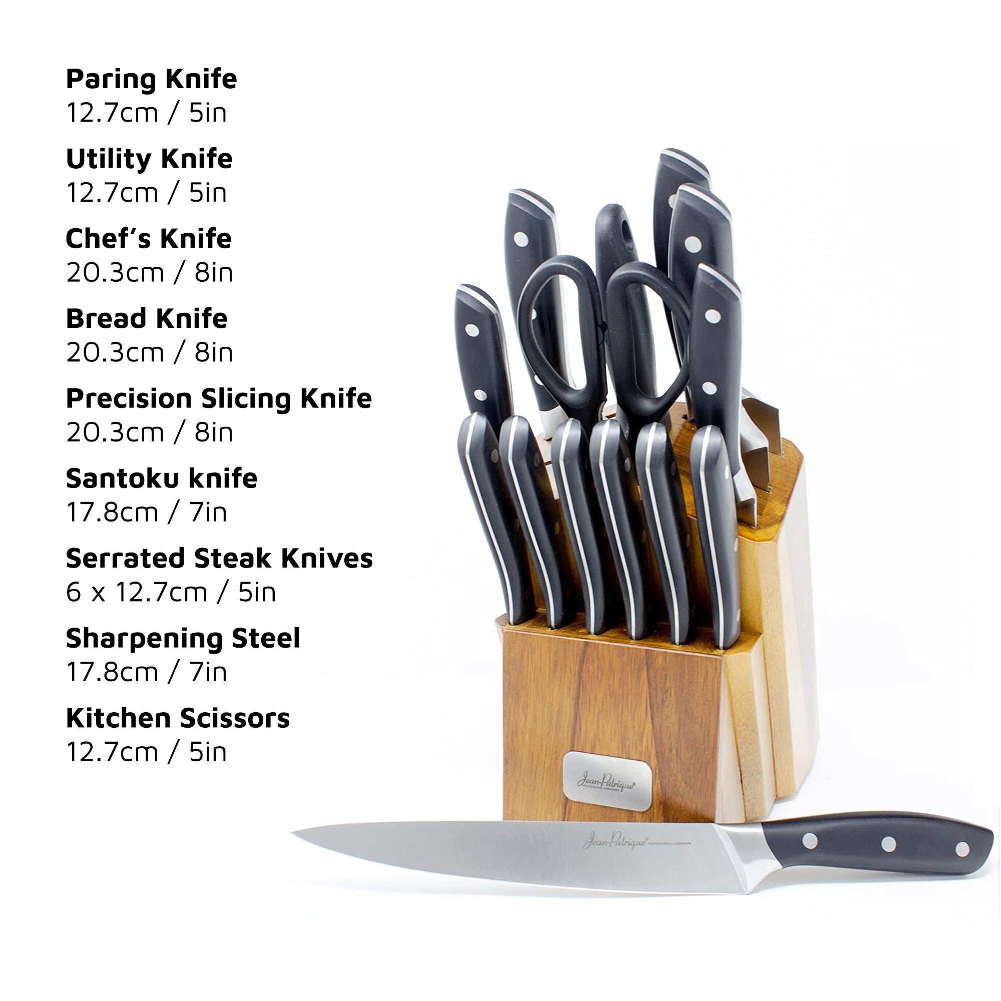 Onyx Collection 14 Piece Knife Set with Wooden Block