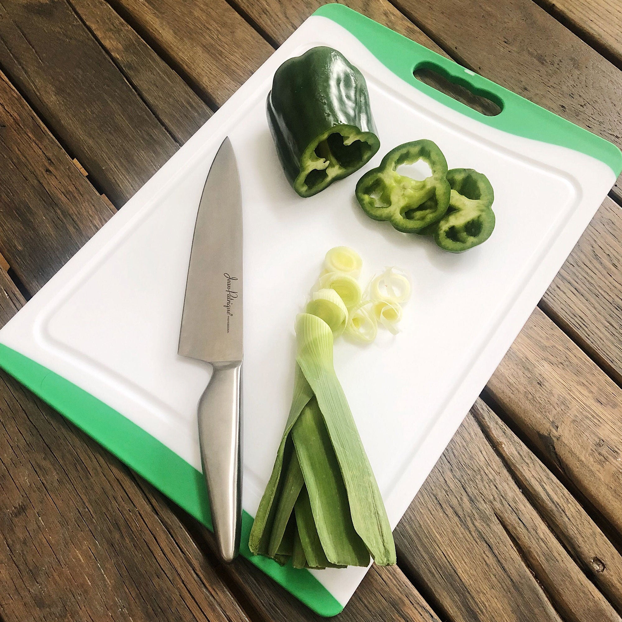 JoyJolt Plastic Cutting Board Set. White and Grey Cutting Boards for Kitchen Dishwasher Safe with Handle. Non Slip Large and Small Chopping Board