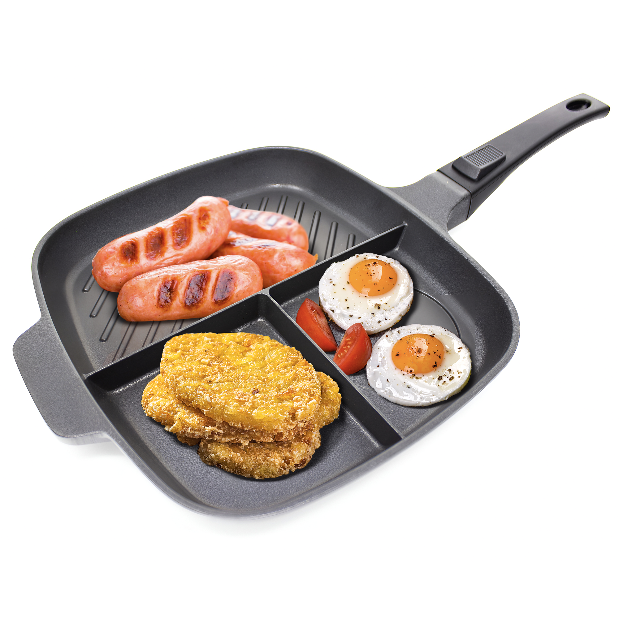 Induction Non Stick Multi Section 5 in 1 Frying Pan Grill Oven BBQ