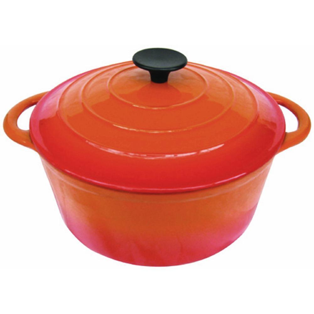 Round Dutch Oven Casserole Dish Orange Cast Iron 26cm