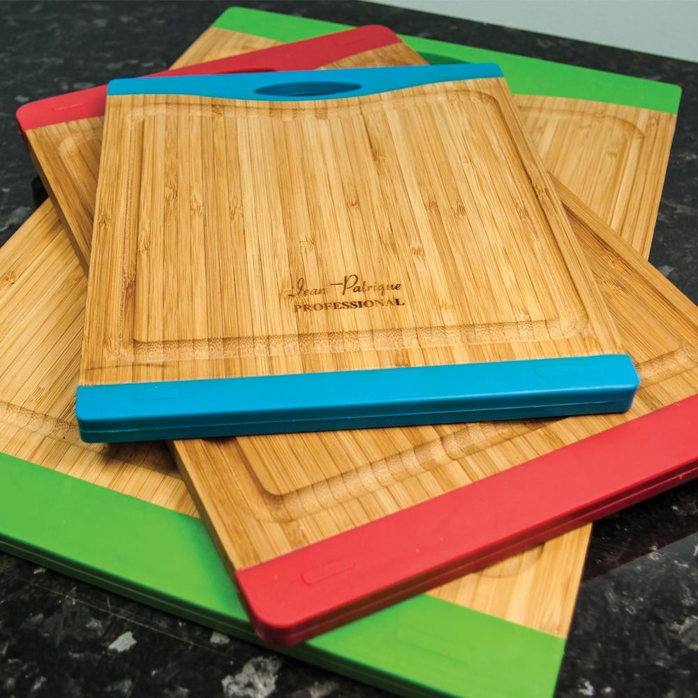 Bamboo Chopping Boards with Silicone Ends - Large (Green)