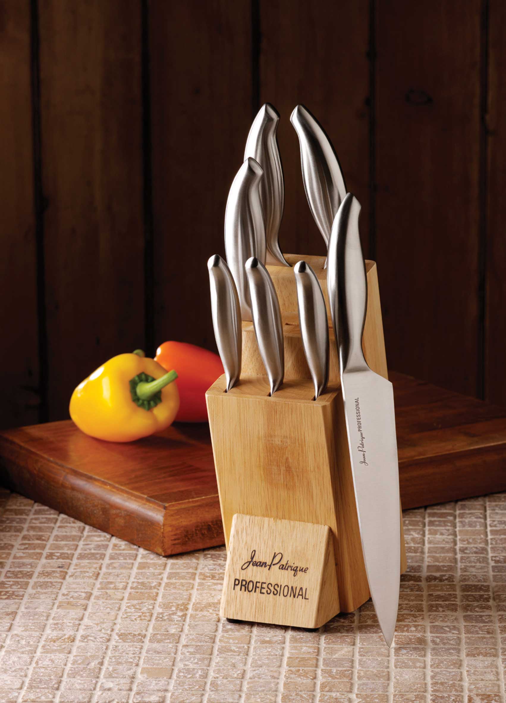 Professional Kitchen Knife Set & Wooden Knife Block - Set of 7